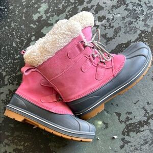 Cat & Jack Pink and Gray Winter Boots with Faux Fur Lining